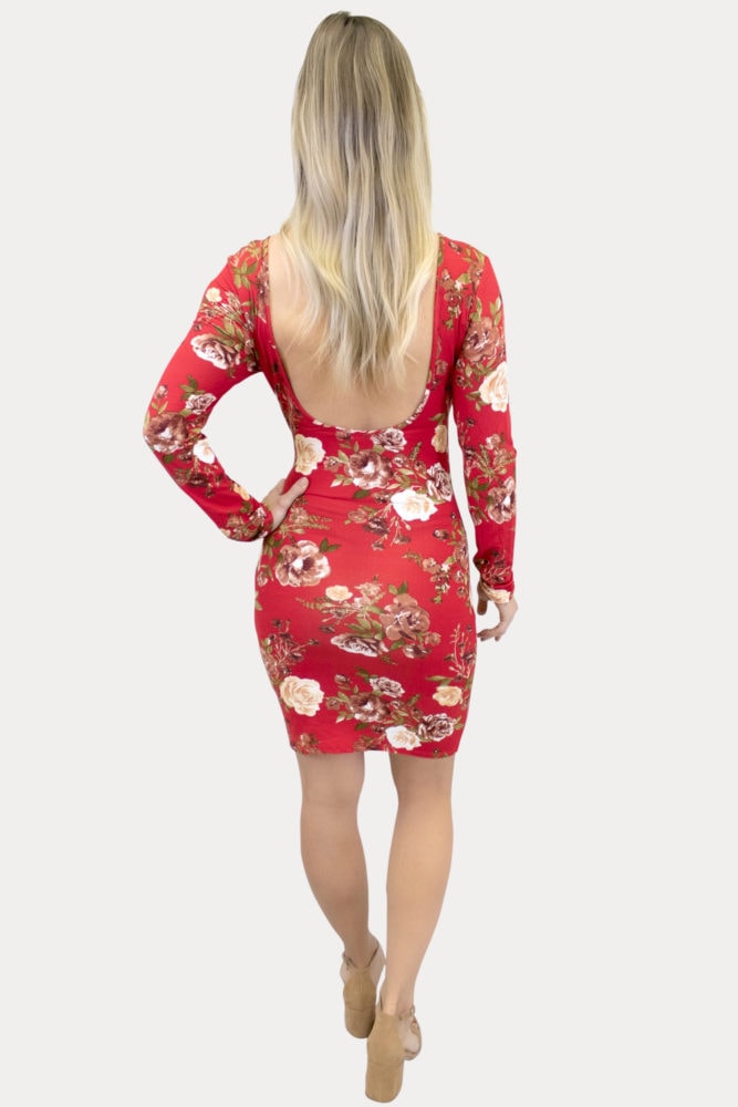 red floral maternity bodycon