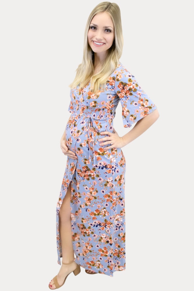 blue floral sweetheart maxi