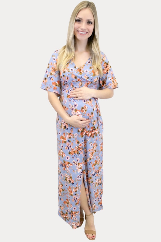 blue floral sweetheart maxi