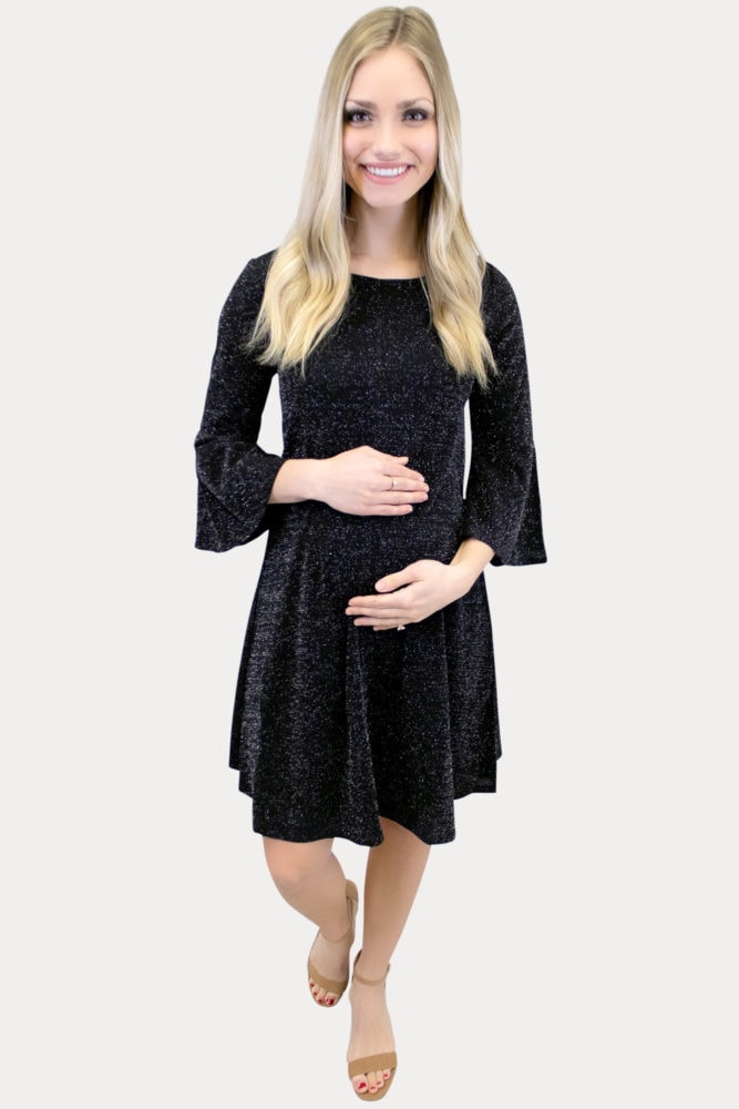 black sparkly maternity dress