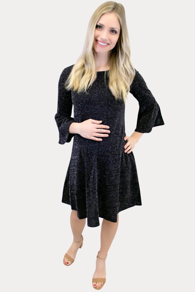 black sparkly maternity dress