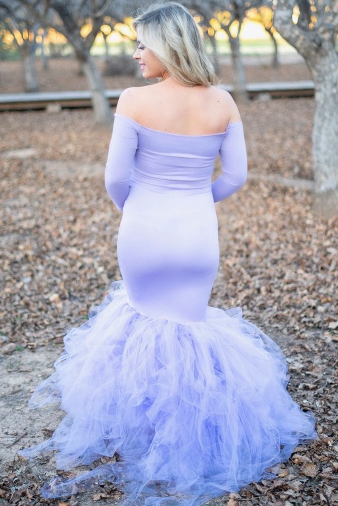 long sleeve princess maternity gown