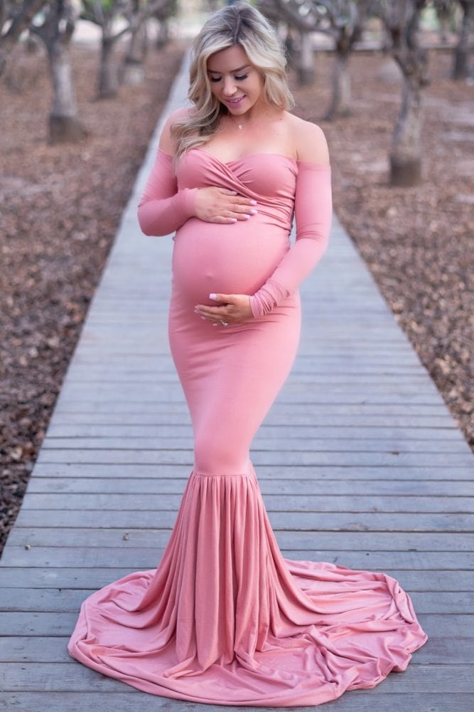 long sleeve mermaid maternity gown