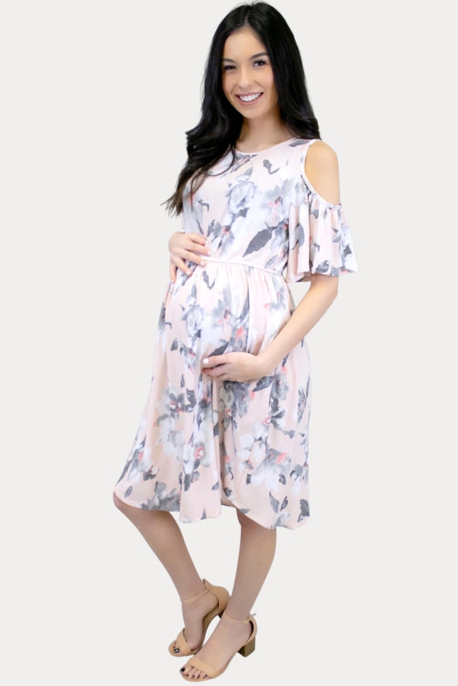 flowy blush maternity dress