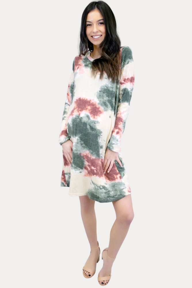 cream tie dye maternity dress