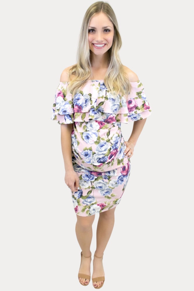 double ruffle maternity dress