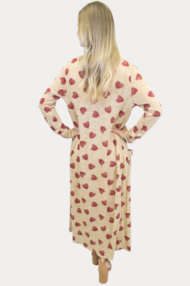 Heart print maternity duster