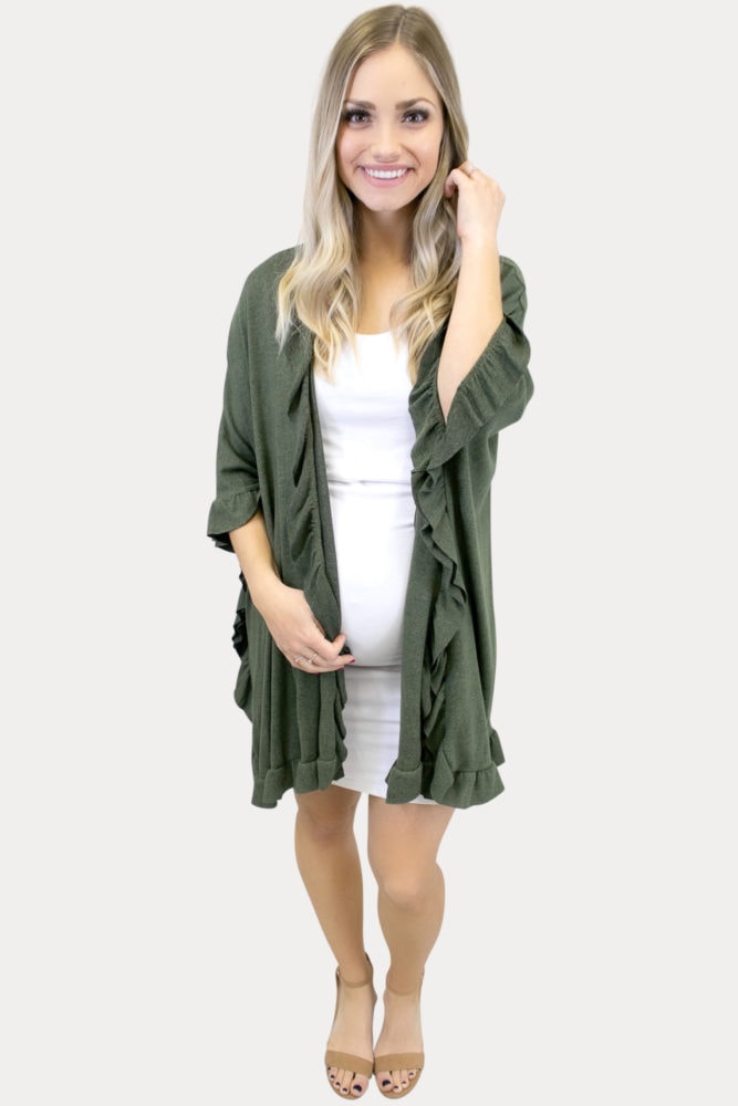 Maternity Knit Ruffle Kimono