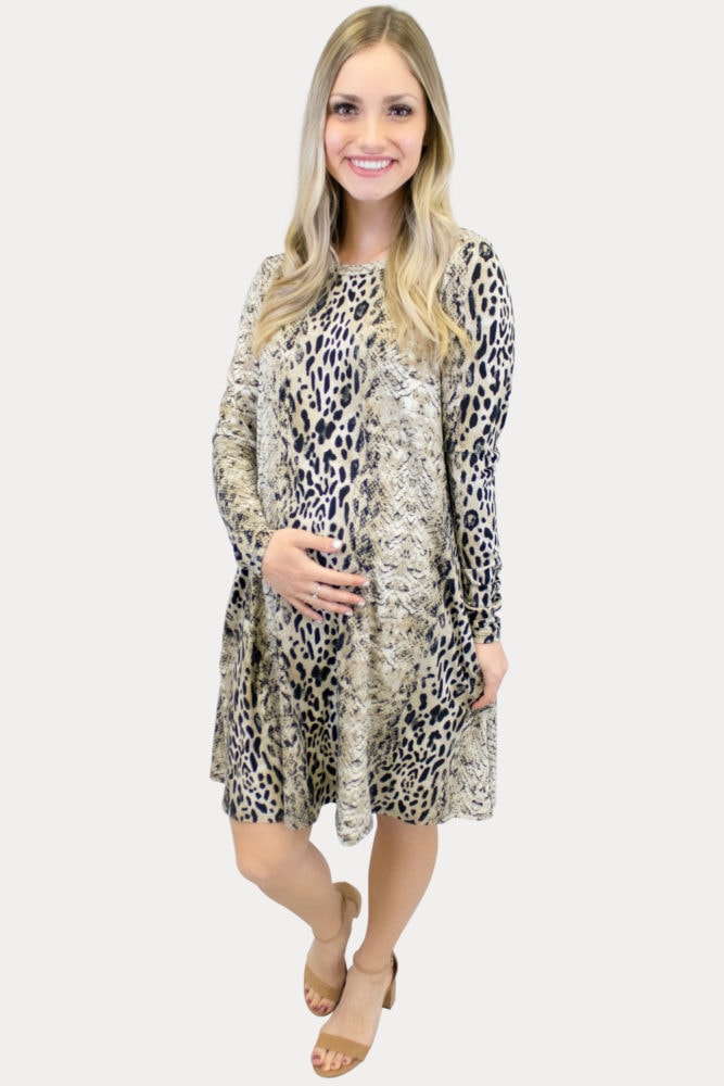 snow leopard maternity dress