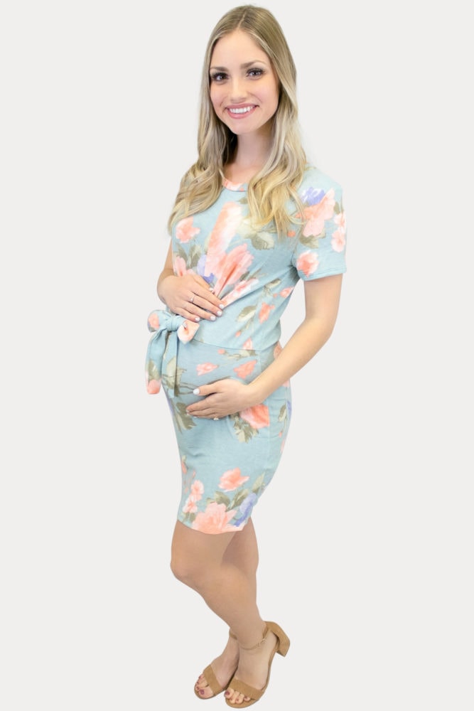 Tie Front Floral Dress in Blue 2.jpg Tie Front Floral Dress in Blue 3.jpg Tie Front Floral Dress in Blue.jpg