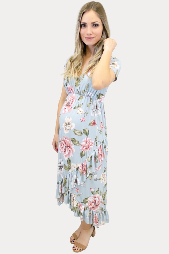ruffle wrap maternity dress