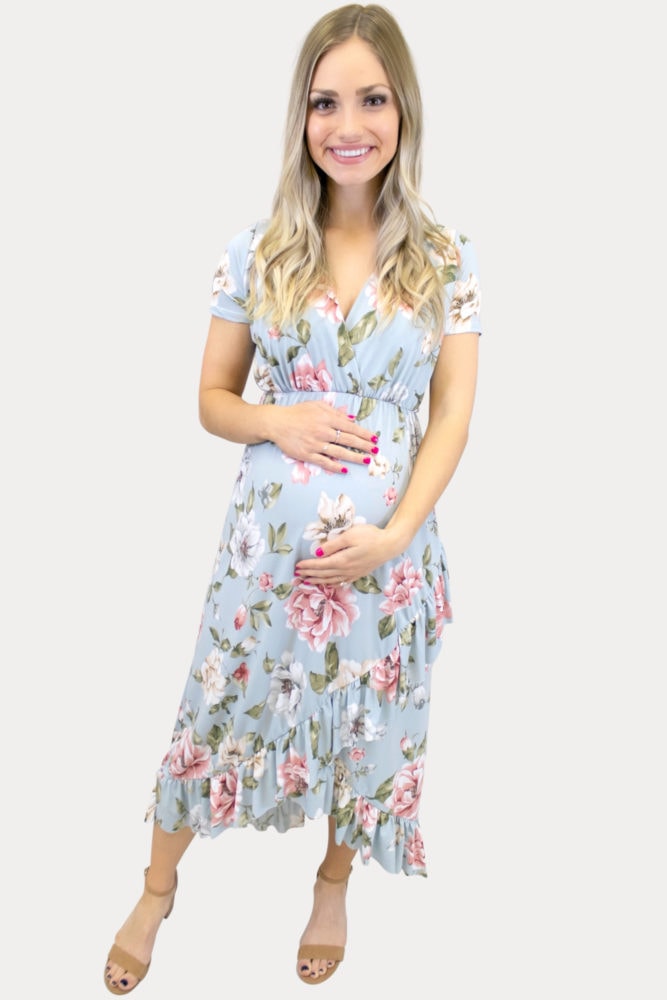 ruffle wrap maternity dress