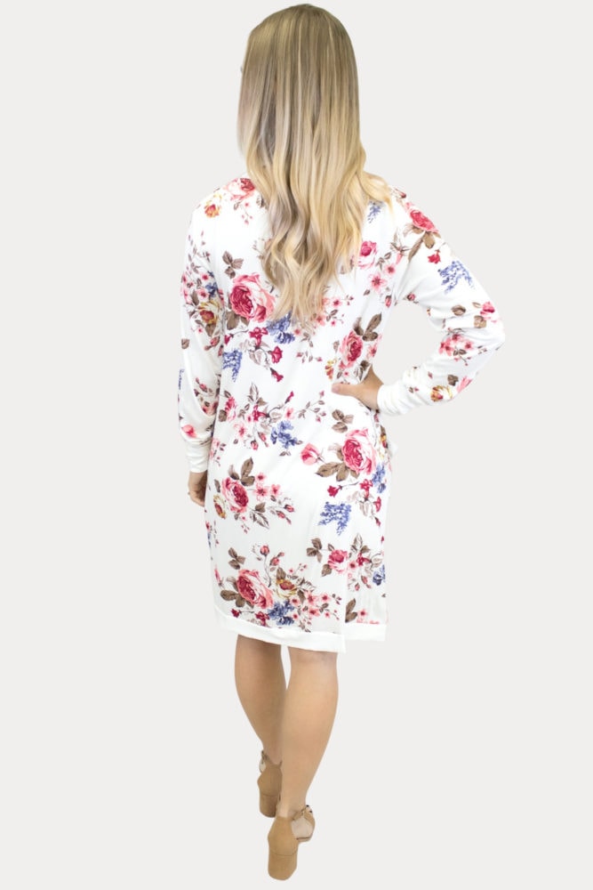 cream floral maternity cardigan