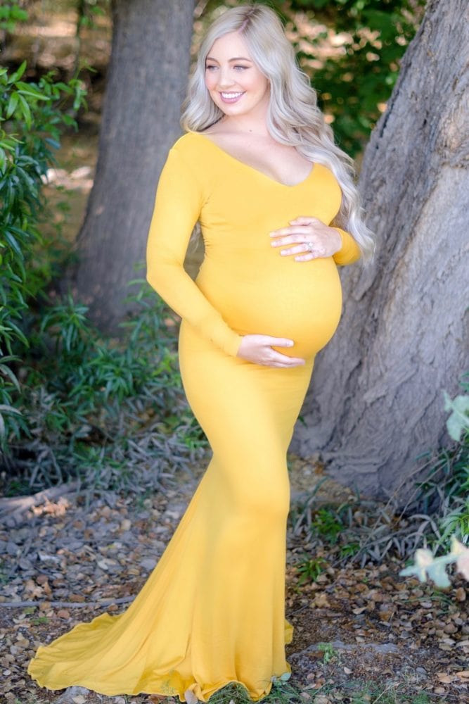 deep scoop maternity gown