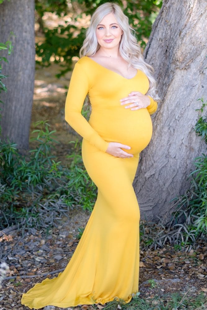deep scoop maternity gown