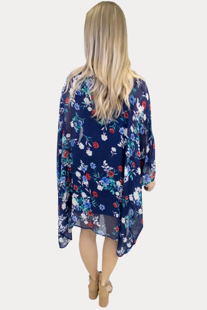floral maternity kimono in navy