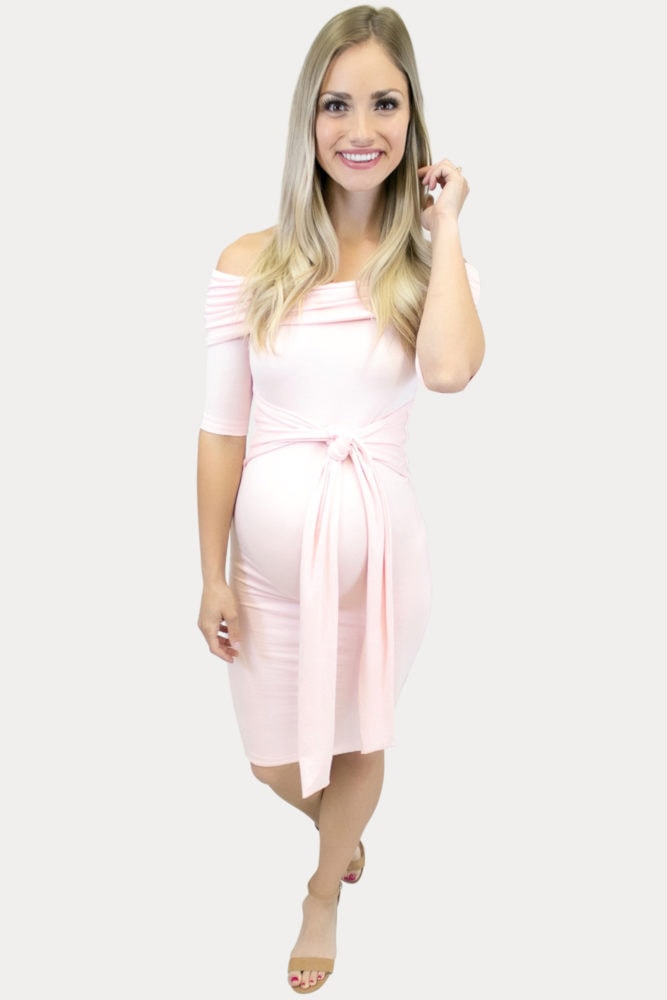 fold over tie front pregnancy dress