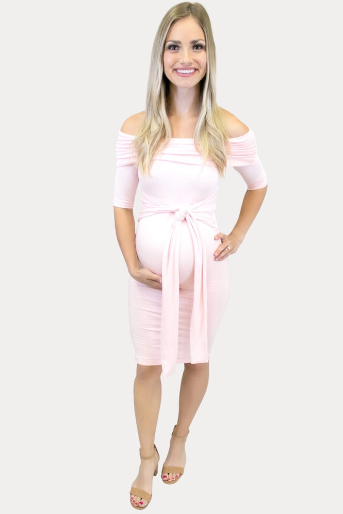 fold over tie front pregnancy dress