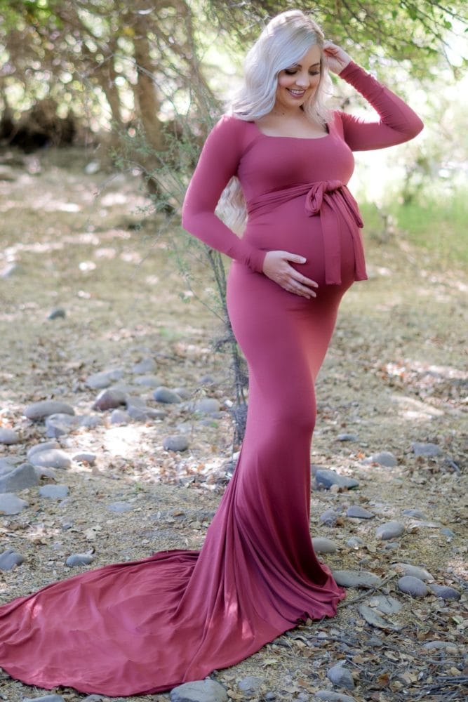tie front maternity photoshoot gown