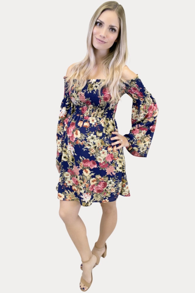 Floral Smocked Maternity Dress