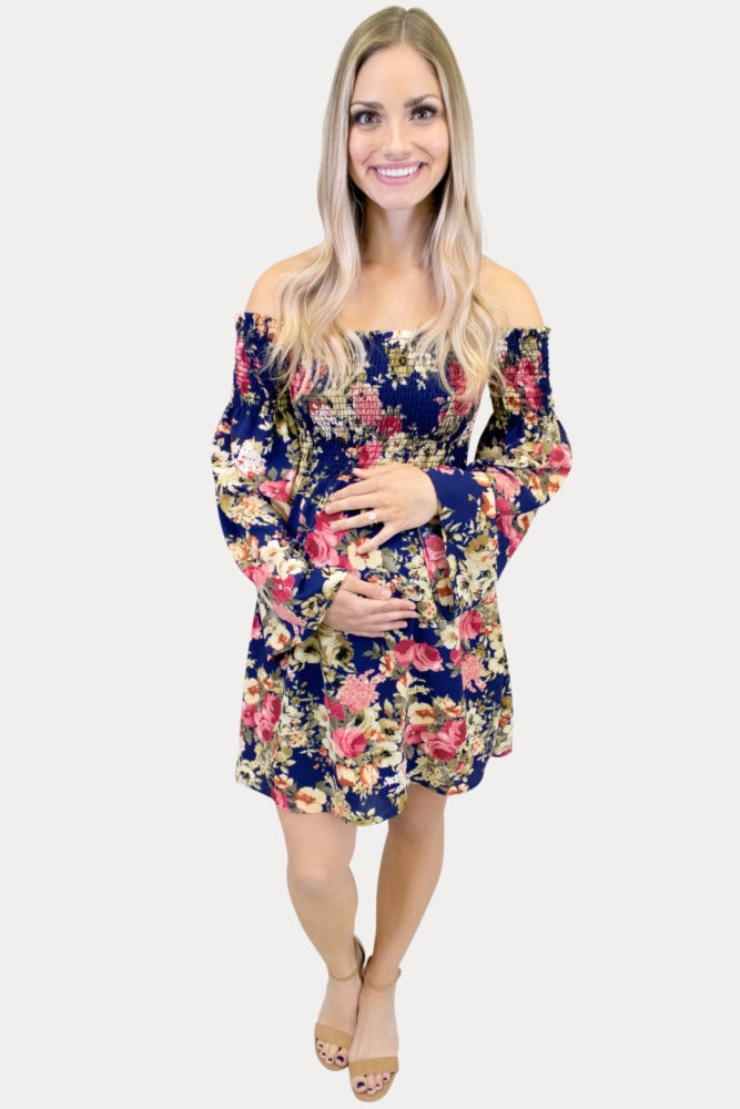 Floral Smocked Maternity Dress