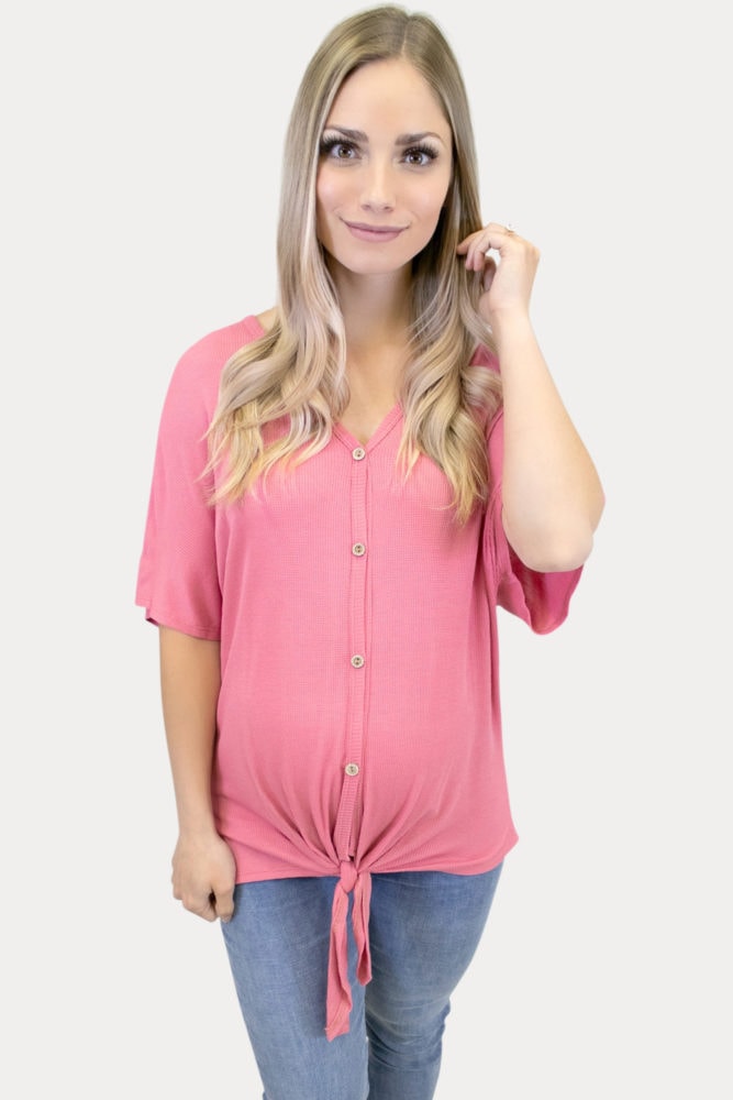 pink tie maternity top