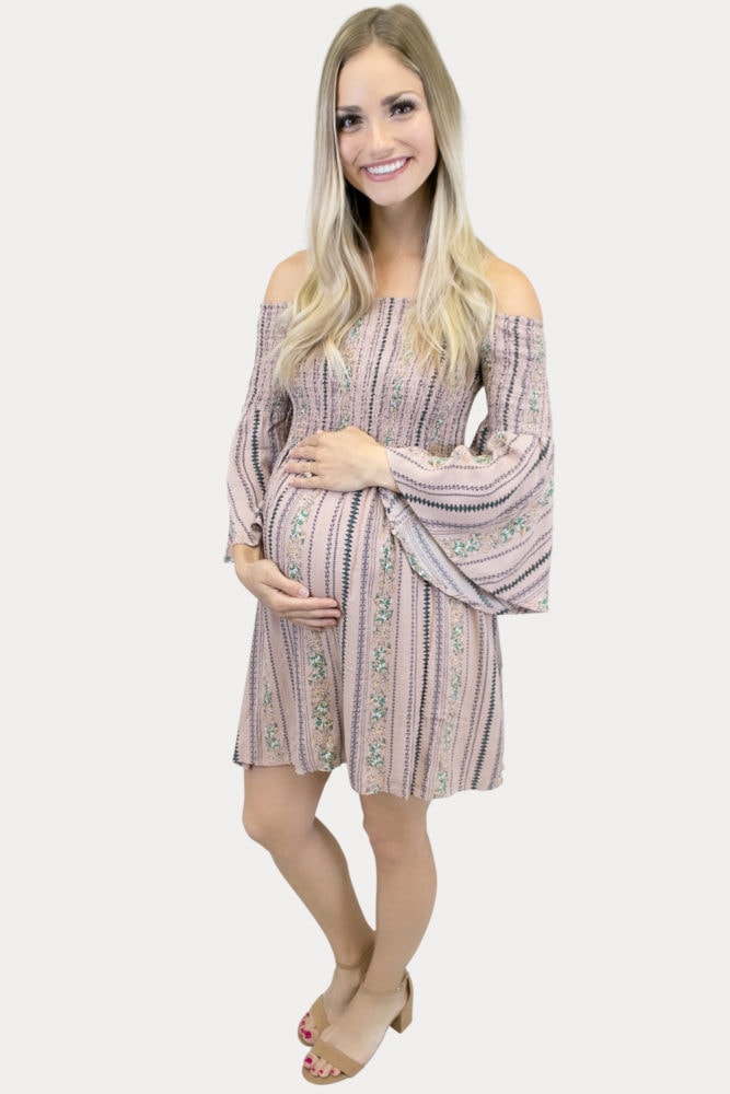 smocked Boho maternity dress