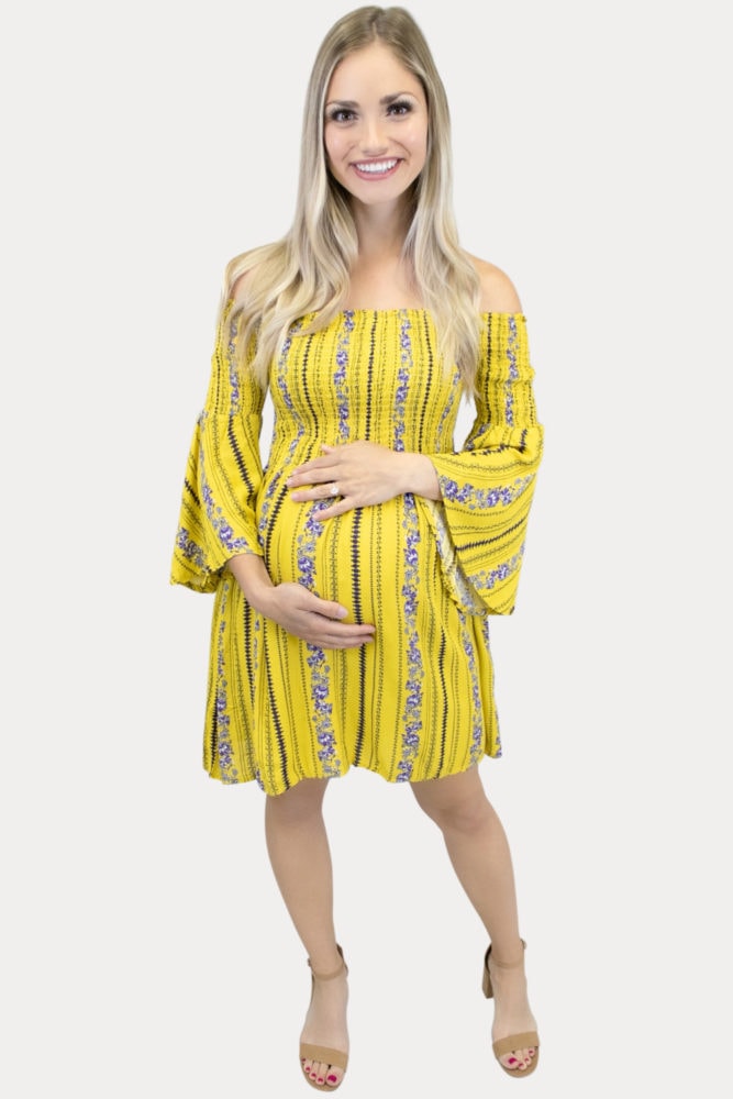 Bell sleeve Boho maternity dress