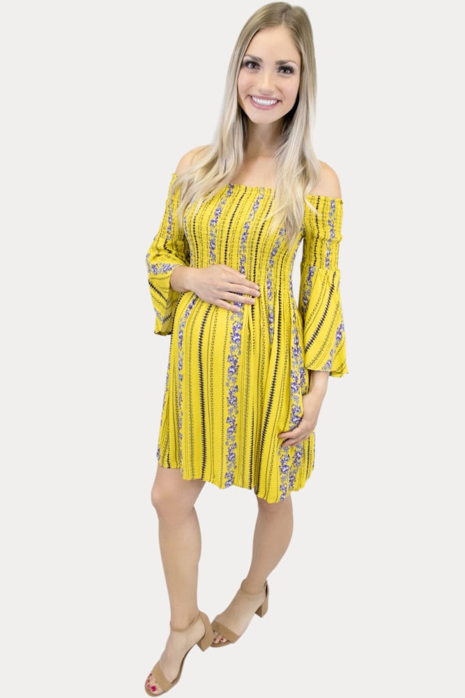 Bell sleeve Boho maternity dress