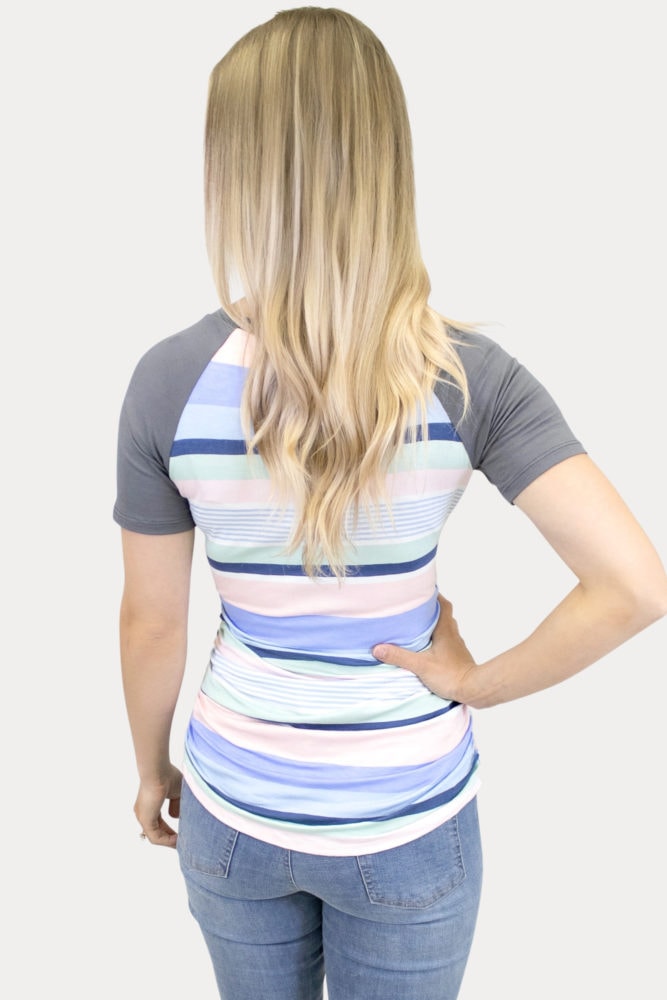 striped maternity baseball tee