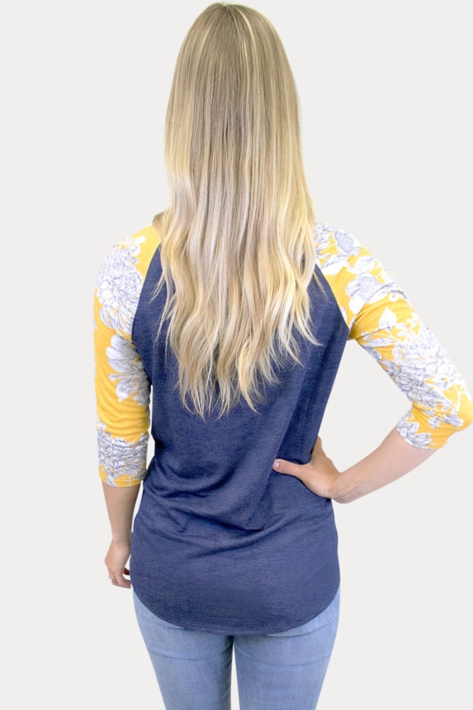 maternity floral baseball tee