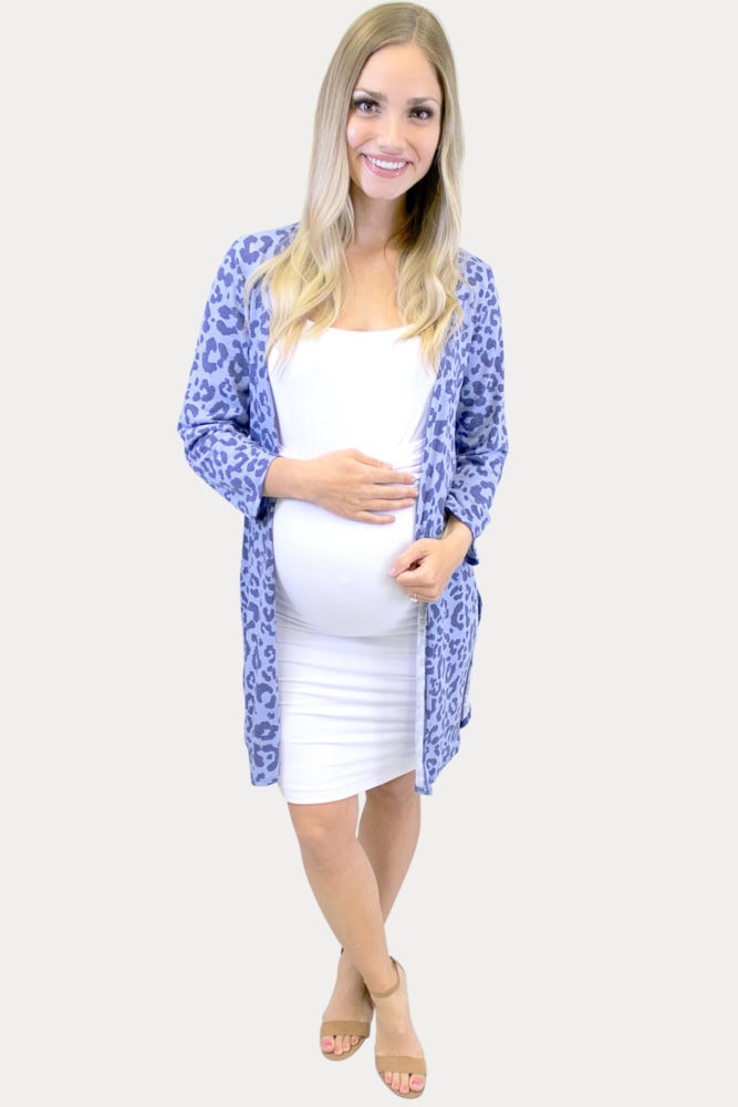 blue leopard maternity kimono