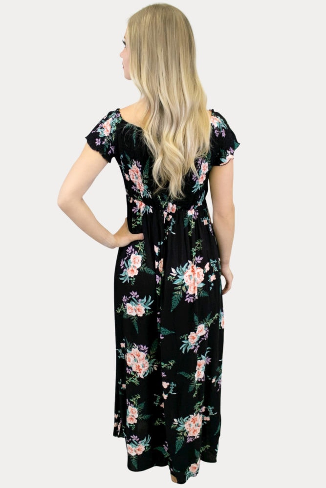 Black Smock Top Maternity Maxi