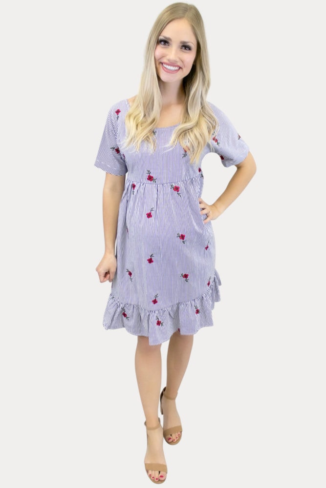 floral striped maternity dress
