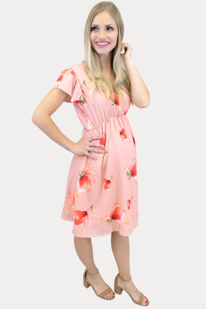 floral maternity dress in papaya