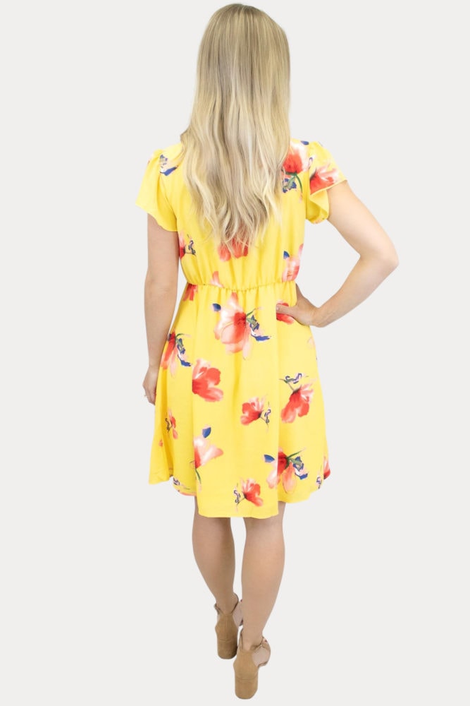 floral maternity dress in yellow
