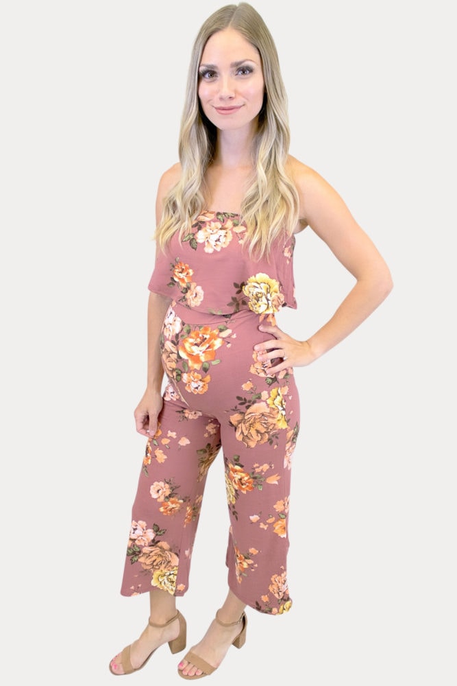 floral maternity jumpsuit