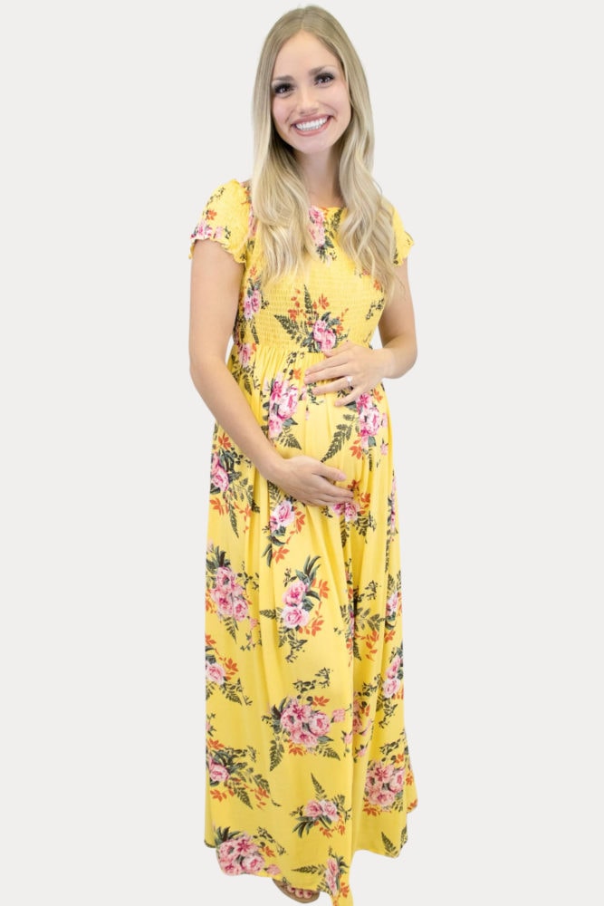Yellow Smock Top Maternity Maxi