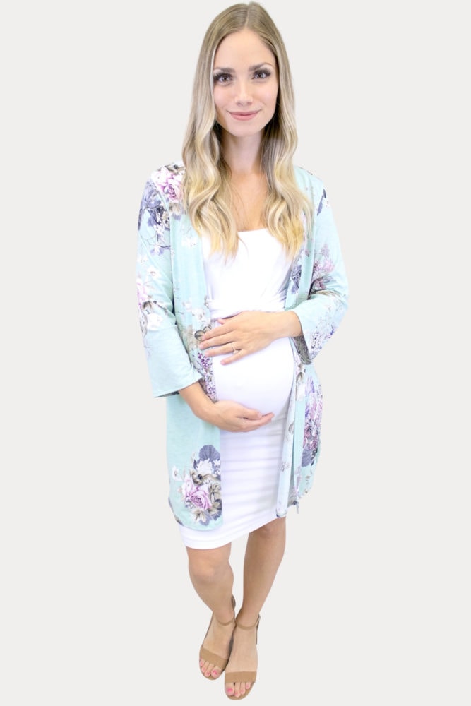 light blue maternity kimono