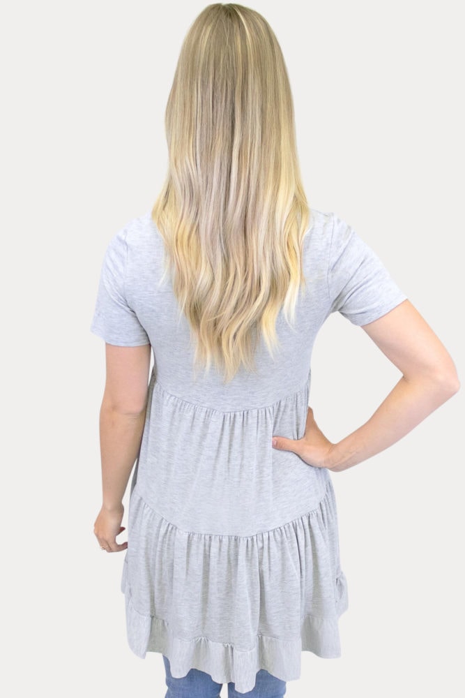 grey ruffle maternity tunic