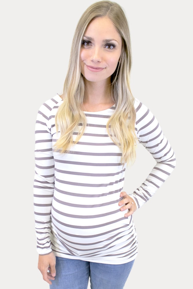 striped basic maternity tee
