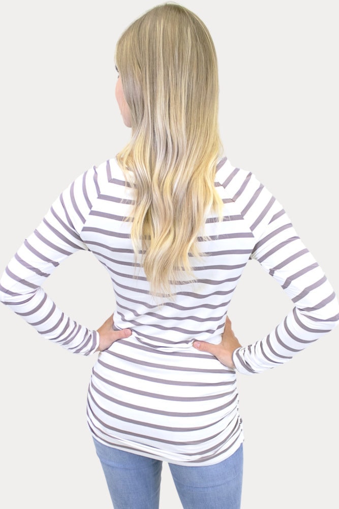 striped basic maternity tee