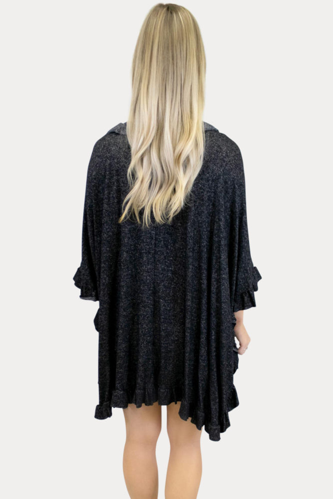 black maternity knit ruffle kimono