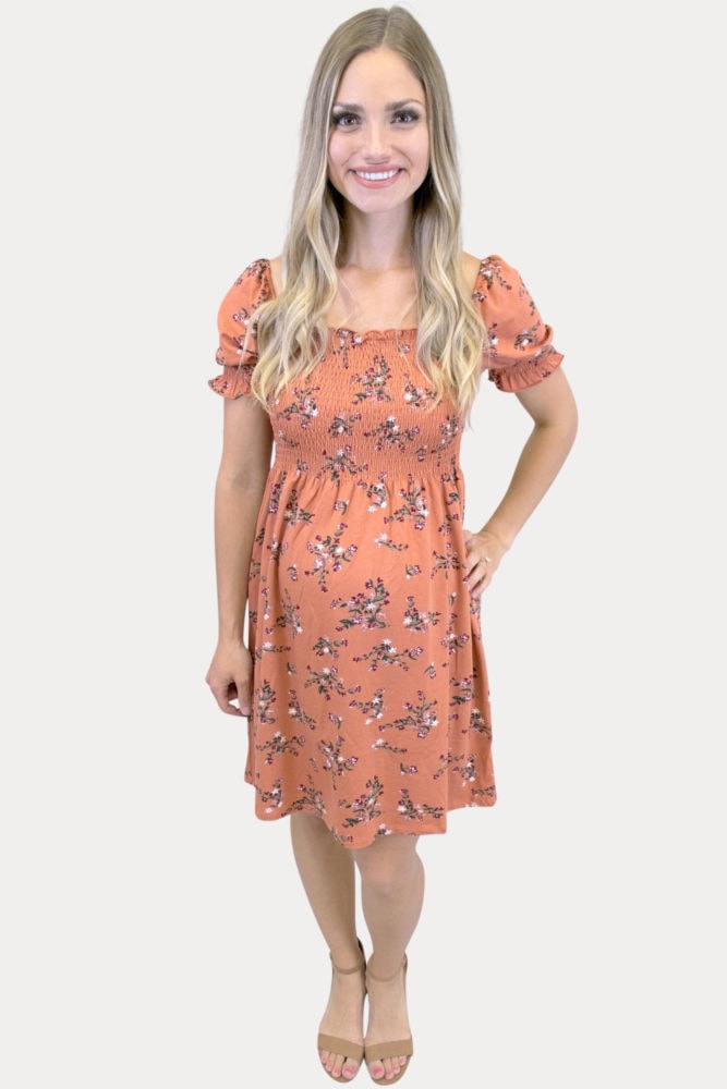 smock top floral maternity dress