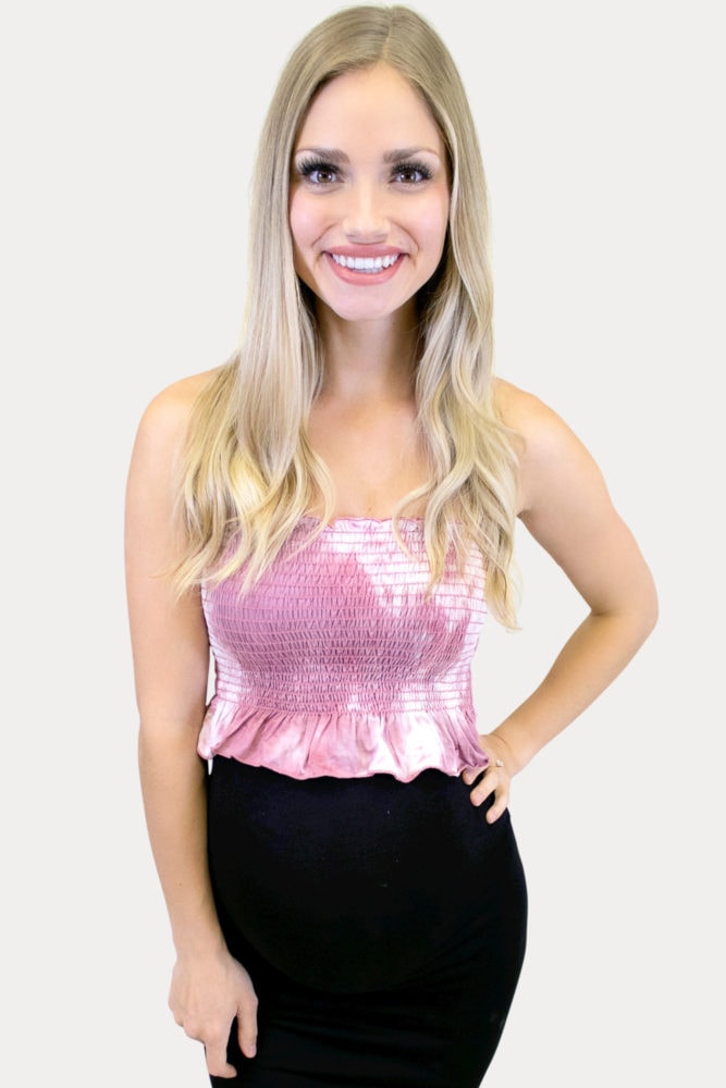 pink tie dye maternity top