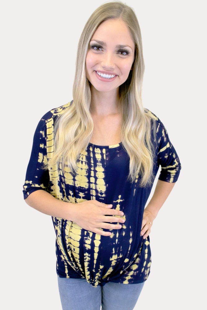 navy tie dye maternity tee