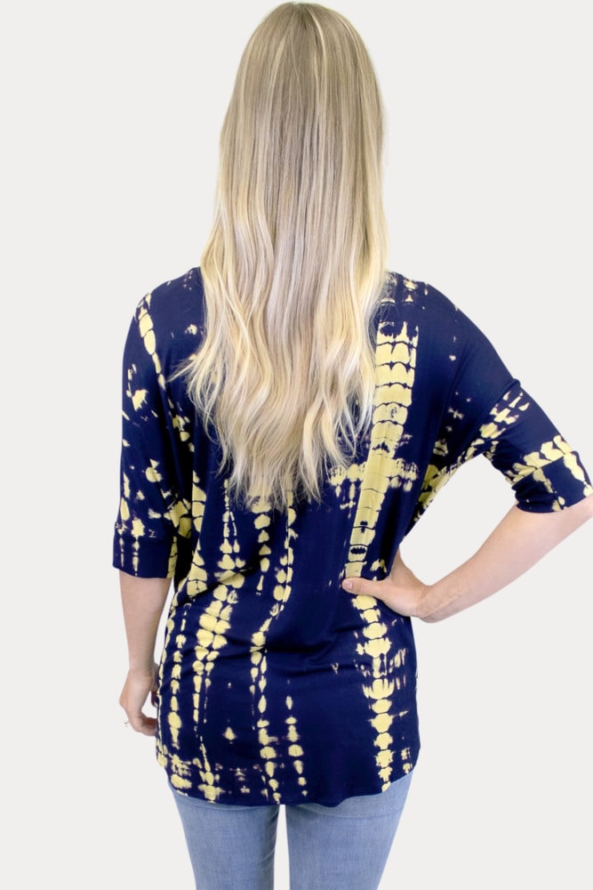 navy tie dye maternity tee