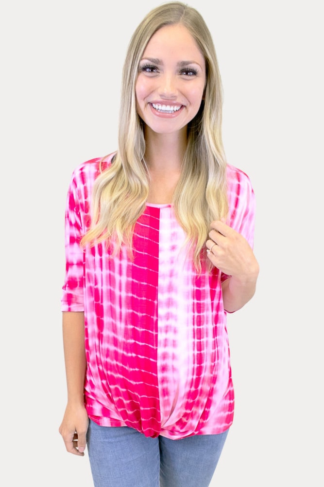 pink tie dye maternity tee