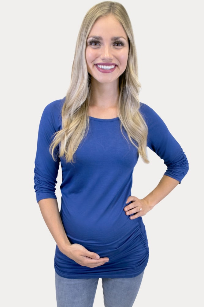 basic blue maternity top