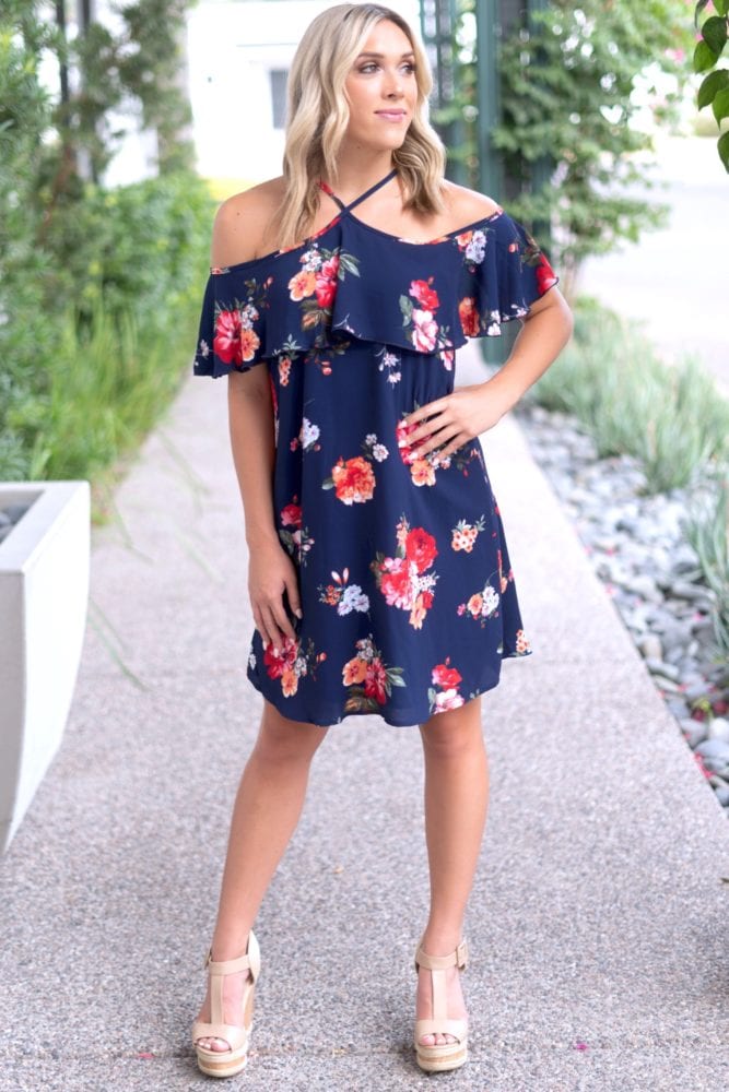 floral blue dress